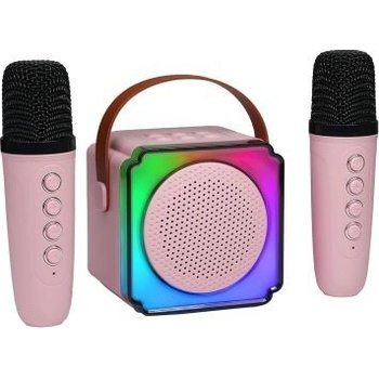 Bluetooth Mini karaoke set 2 mikrofony starorůžoová