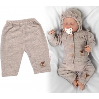 Baby Nellys Pletené kalhoty Hand Made Girl béžové