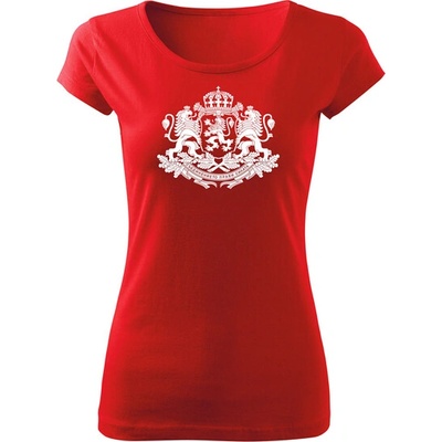 DRAGOWA дамска тениска с къс ръкав Герб на България, червена (37407)