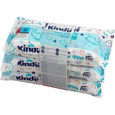 Kindii Pure Water vlhčené obrúsky 3 x 60 ks