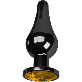 Image 1 of X Fun Метално дилдо Butt Plug с бижутерия "CAPSULE GREY YELLOW" 11 см размер - M