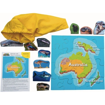 Just Jigsaws 774 Austrália a jej zvieratá drevené a 10 zvierat 16 dielov