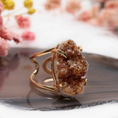 Nefertitis Be Beautiful Citrín drúza prsten NF54560