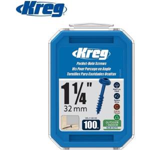 Kreg Tool Винтове за дърво 1, 25 (32 мм), Blue-Kote покритие 100 бр. груба резба - Maxi-Loc / Kreg SML-C125B-100 / (Kreg SML-C125B-100)
