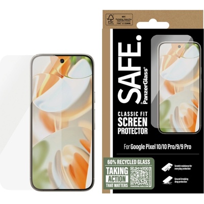 Panzer Стъклен протектор Safe за Google Pixel 10, Pixel 10 Pro, 9, 9 ProUWF, Antibacterial, Прозрачен