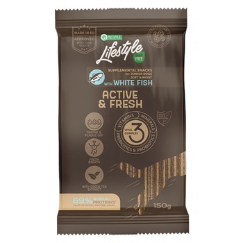 AKVATERA Nature's Protection DOG - Lifestyle Grain Free Active & Fresh Junior with white fish, лакомство за кучета с бяла риба - за активност и свежест 150 гр, Литва