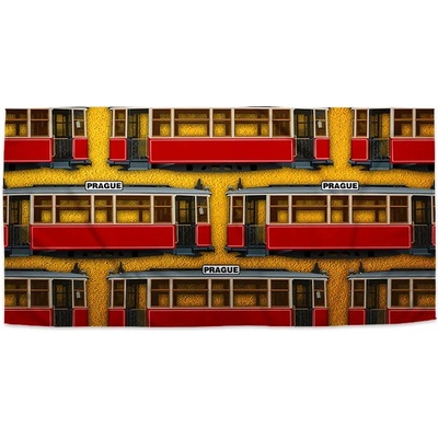 Sablio Uterák Pražské historické električky Žltý Pattern 70 x 140 cm