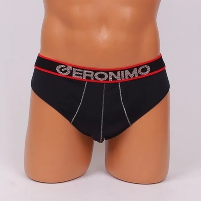 Черен слип с червени линии и сребрист надпис