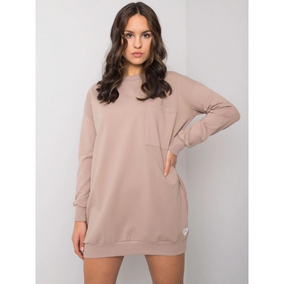 Mikinové šaty hanely s vreckom na hrudi RV-SK-7332.65 beige
