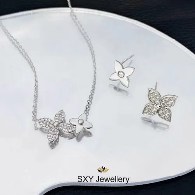 SXY Jewellery Дамски сребърен комплект "Цветя" | yl4956