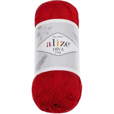 Vlnika Diva Fine 100 g, 106 červená