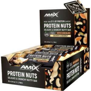 AMIX Protein Nuts Crunchy Nutty Bar [25 x 40 грама] Кокос и Кашу
