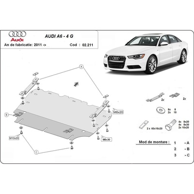 Scut Motor - Румъния Метална кора под двигател и радиатор audi a6 (4g2, c7, 4gc) от 2010 (73858)