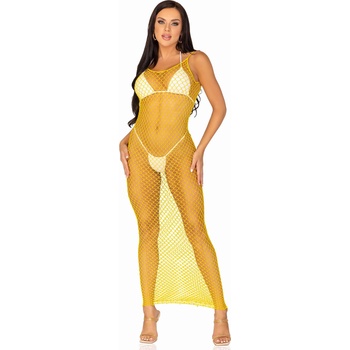 Image 1 of Leg Avenue Net Backless Maxi Dress 86963 Lemon