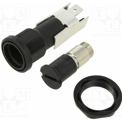 SCHURTER 0031.2207 Zásuvka; 5x20mm; 16A; 250VAC; FIZ; na panel; černá; UL94V-0; IP40
