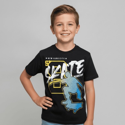 Chlapecké tričko s krátkým rukávem skate Černá