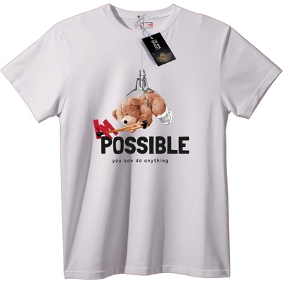 NOONEBRAND Тениска Невъзможна Мечка - 2XL, White