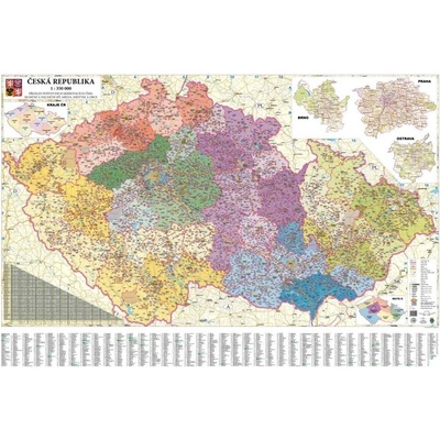 Excart Maps ČR - nástěnná mapa PSČ 135 x 90 cm Varianta: bez rámu v tubusu, Provedení: papírová mapa (vydání 2020) – Sleviste.cz