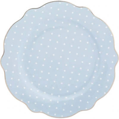 Altom Design Dezertný tanier Vintage Dots Blue & Pink – porcelánový tanier s bodkami 21 cm Modrá
