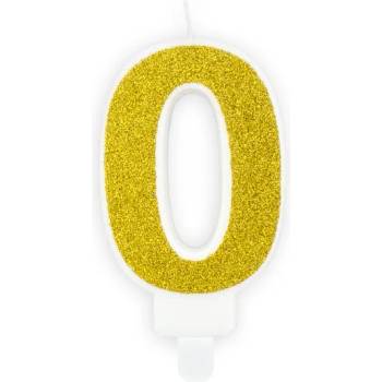 Image 1 of PartyDeco Свещ за рожден ден златна число 0