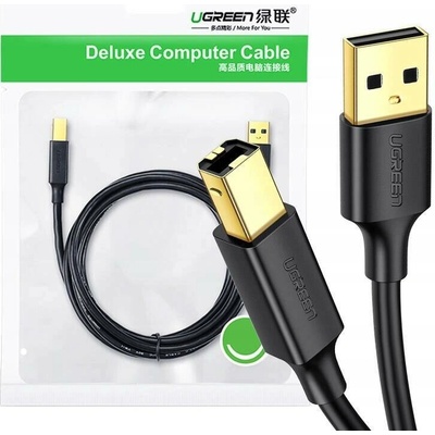 Ugreen US135 USB 2.0 A-B, pro tiskárny, pozlacený, 5m, černý