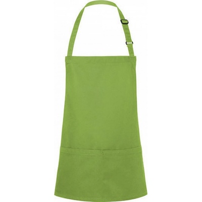 Karlowsky Krátká zástěra s kapsami na břiše nastavení délky na sponu zelená limetka Pantone 2303C KY123