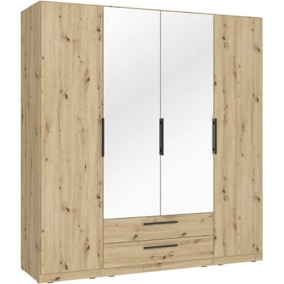 Maro Šatní skříň se zrcadlem 200x213 cm dub artisan CDXS84S-D78 – Zboží Dáma