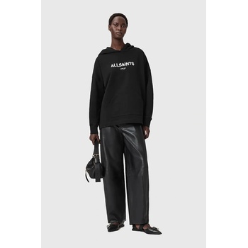 AllSaints Памучен суичър AllSaints в черно с качулка с десен W107JD (W107JD)