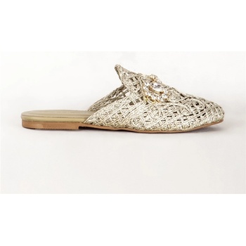 Jacket Club Дамски чехли с декоративни камъни 7668 - Светлозелени #383463 (383463_Бежов)