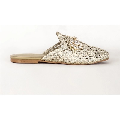 Jacket Club Дамски чехли с декоративни камъни 7668 - Светлозелени #383463 (383463_Бежов)