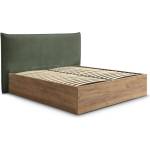 Bobochic Зелено тапицирано двойно легло 180x200 cm тапицирано/ПДЧ с място за съхранение с включена подматрачна рамка Charlie - Bobochic Paris (8933)