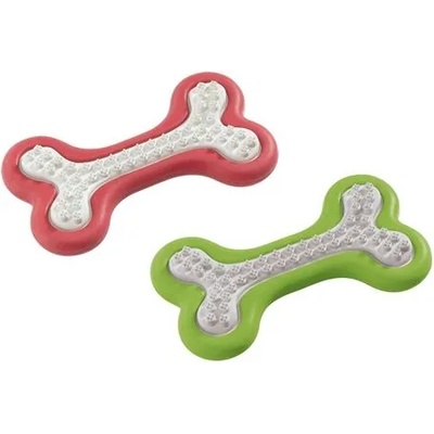 Ferplast Feplast Dog Bone - Гумена играчка за кучета за зъби във формата на кокал - 10 см. /червен, зелен/