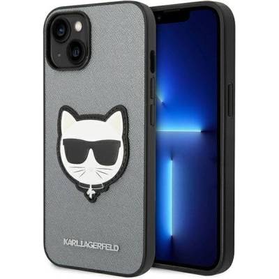 KARL LAGERFELD Кейс Karl Lagerfeld KLHCP14MSAPCHG за iPhone 14 Plus 6.7", твърд, сребрист / сребрист, Saffiano Choupette Head Patch (KF001138-0)