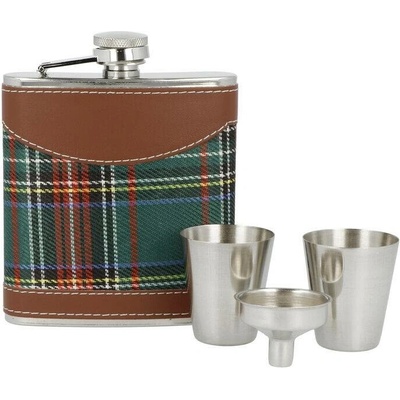 KRCZ Placatka nerezová + pohárek sada Tartan