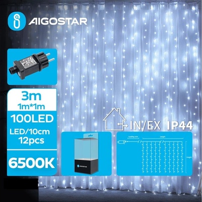 Aigostar LED Vonkajšia vianočná reťaz 100xLED 8 funkcií 4x1m IP44 studená biela AI0459