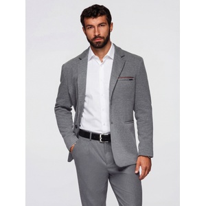 Ombre Clothing Мъжко плетено сако в приталено кроене - светло сиво V2 OM-BLZB-0100 Ombre Clothing Ombre Clothing | Siv | МЪЖЕ | M