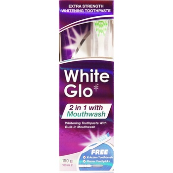 White Glo bělící pasta s ústní vodou 2 v 1 150 g + kartáček na zuby dárková sada