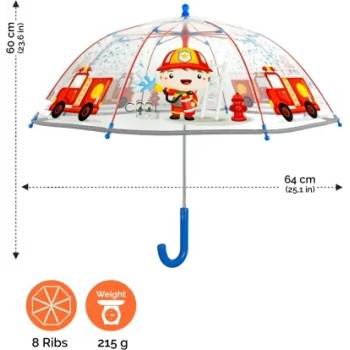 Детски прозрачен чадър Perletti CoolKids Пожарникар 15583