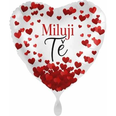 Party Deco Foliový balonek Miluji tě červená srdíčka CZ 43cm