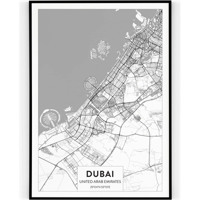Plakát / Obraz Mapa Dubai 30 x 40 cm Tiskové plátno