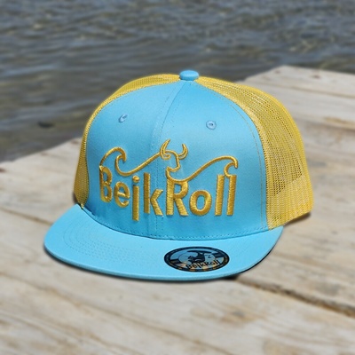 BejkRoll Snap Trucker Light Blue Yellow Wave Logo