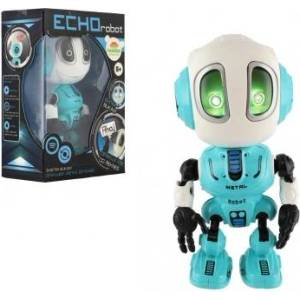 Teddies Робот echo повтарящ изречения метален 12см син на батерии със звук със светлина (00800162)