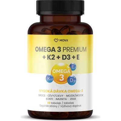 MOVit Omega 3 Premium+K2+D3+E 90 tobolek