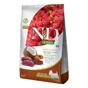 Farmina N&D Quinoa Skin & Coat - Пълноценна суха храна за израснали кучета за здрава кожа и козина, с еленско месо, киноа, кокос и куркума, 800 гр