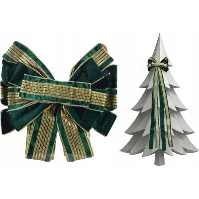 Mondex Vianočná dekoračná mašľa Santa Lila 32x130 cm zeleno-zlatá