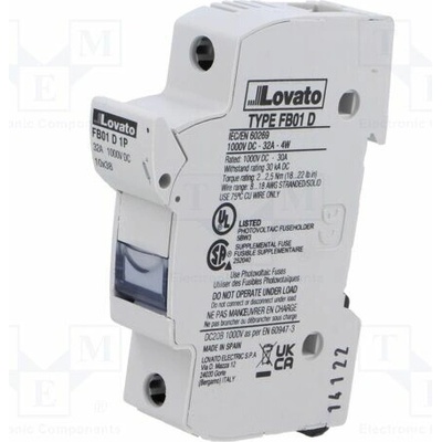 LOVATO ELECTRIC FB01D1P Pojistkový spodek; 10x38mm; na přípojnici DIN; 32A; Póly: 1; 1kVDC