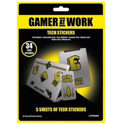 OEM Samolepky na elektroniku Gaming: Gamer At Work (5 listů | 34 kusů | 18 x 24 cm)