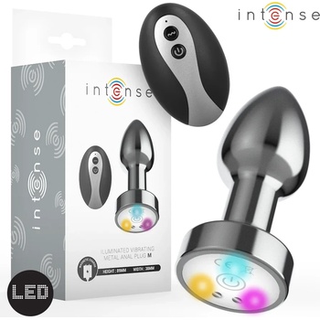 Вибриращ метален анален разширител, LED светлини, 8, 9см. - Intense Plug (D-244719)