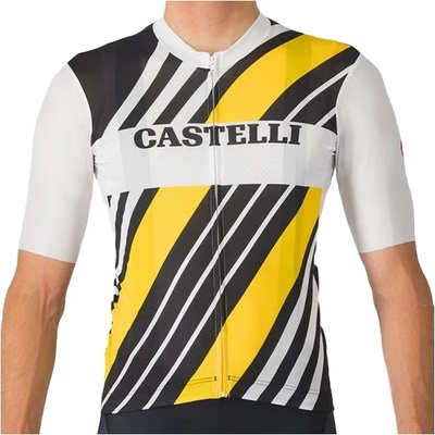 Castelli Мъжка фланелка с къс ръкав за колоездене Castelli Heritage Jersey Cycling jersey - Black / White / Yellow - размер XS (056-3443-0211)