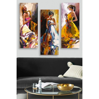 ASIR Obraz na MDF 3ks HUDEBNICE 20 x 50 cm